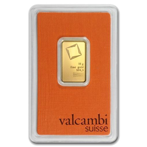 Picture of 10 Gram Gold Bar Fine Gold Valcambi