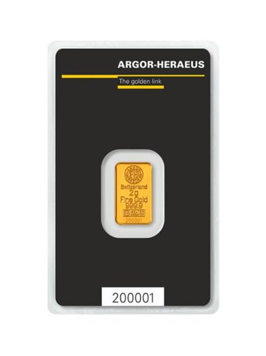 Picture of 2 Gram Gold Bar Heraeus 24K Pure Gold