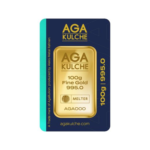 100 Gram 24 Ayar Altın Külçe Saf Altın (AgaKulche) resmi